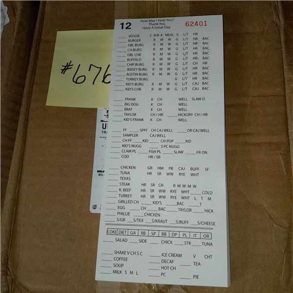 The Fireplace Restaurant - Large Box Of Customer Order Memo Pads