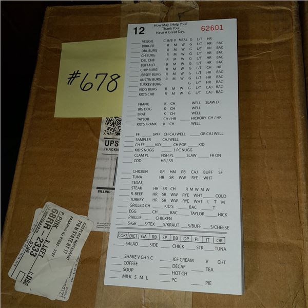 The Fireplace Restaurant - Large Box Of Customer Order Memo Pads
