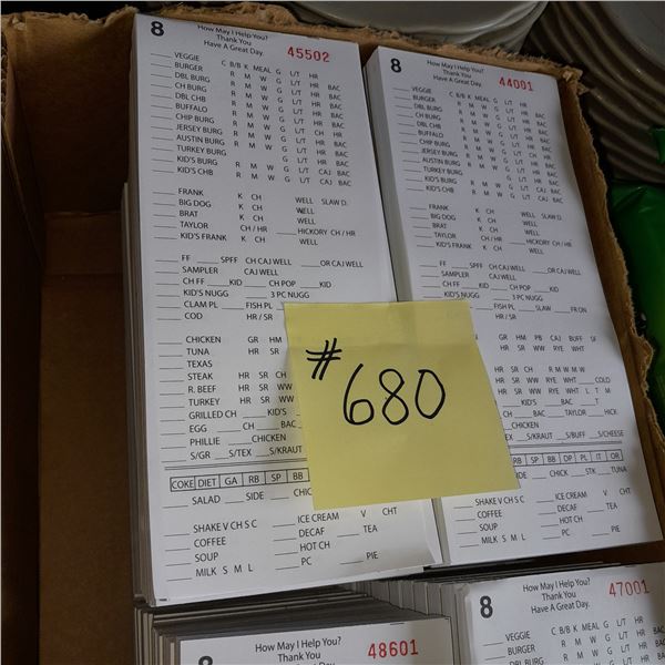 The Fireplace Restaurant - Large Box Of Customer Order Memo Pads
