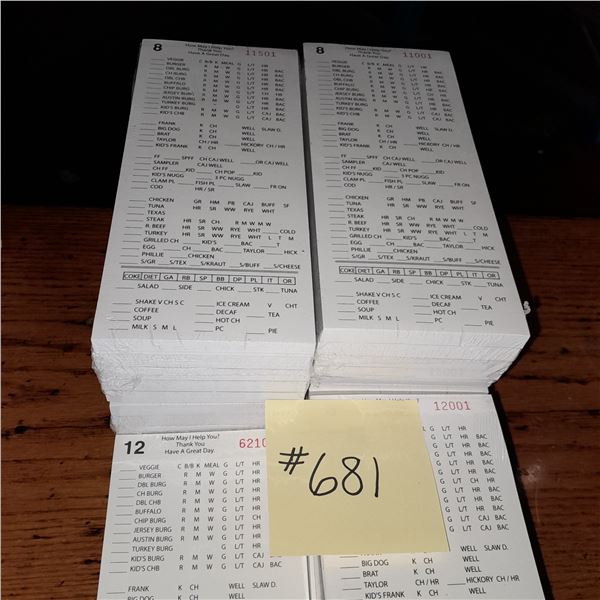 The Fireplace Restaurant - Large Box Of Customer Order Memo Pads