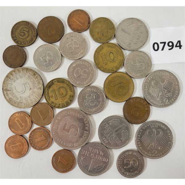 JOB LOT - GERMAN COINS - INCL 1CENT, 5CENT, 10CENT ETC