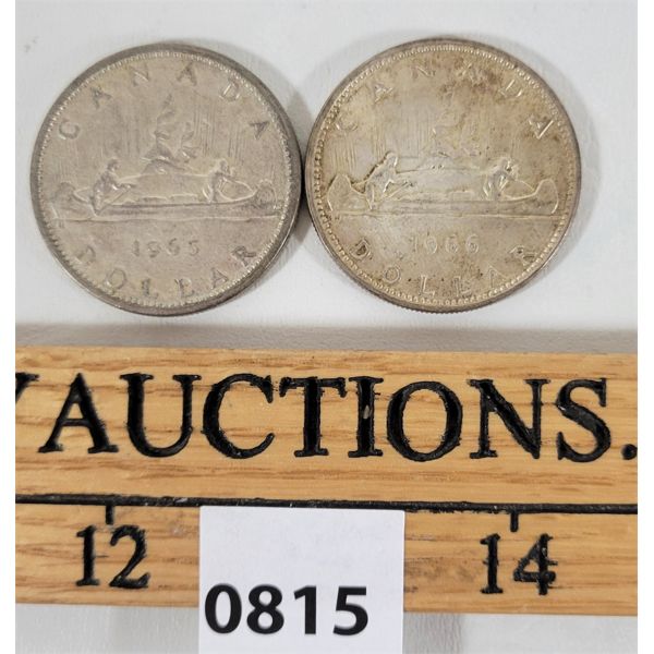 LOT OF 2 - CDN 1965 & 1966 SILVER DOLLARS