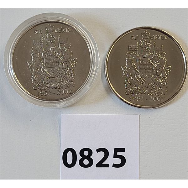 LOT OF 2 - CDN 50 CENT ANNIVERSARY COINS - 1952-2002