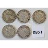 Image 2 : LOT OF 5 - CDN 50 CENT COINS - INCL 1941, '42 & '58