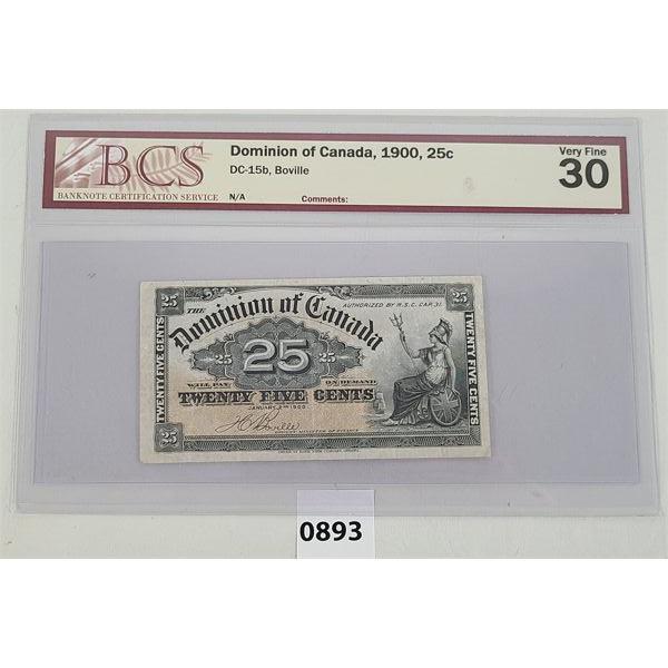 1900 DOMINION OF CANADA 25 CENT BANKNOTE