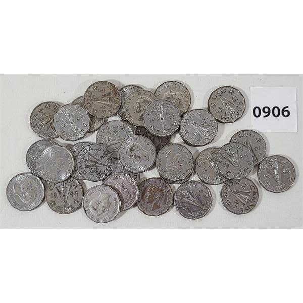 LOT OF 32 - CDN 5 CENT COINS - INCL 1944 & 1945