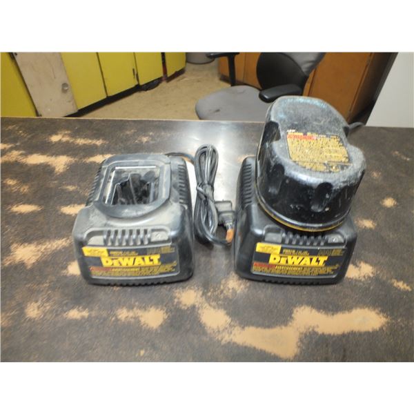 2 Dewalt 18 volt Battery Chargers & 1 18 Volt Battery