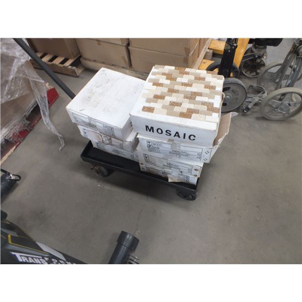 Black Moving Cart & 7 Boxes Of Tile