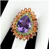 Image 3 : Natural Amethyst 18 Ct Colombian Emerald Sapphire Ring