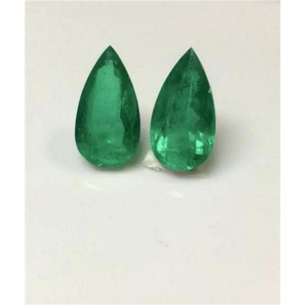 Natural Pear Colombian Emerald Pair - GRS Certfied