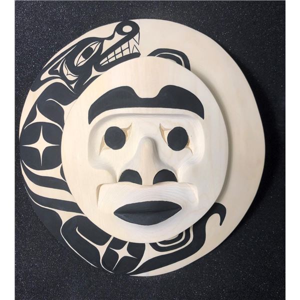 West Coast Native Moon Mask with Wolf Spirit