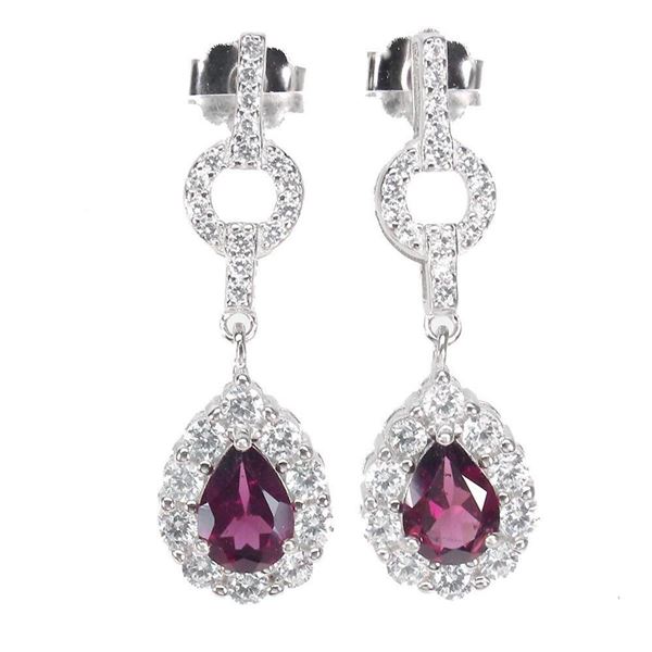 Natural Rhodolite Garnet Earrings