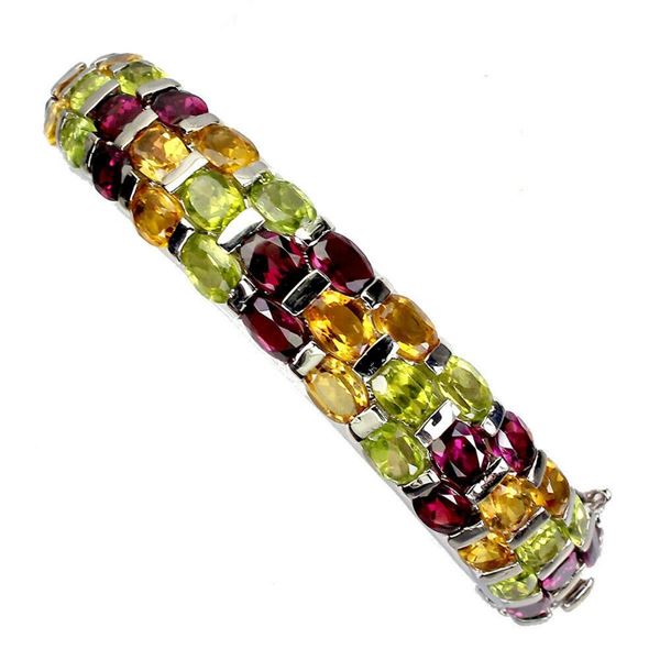 Natural Peridot Citrine Rhodolite Garnet 150 Ct Bangle