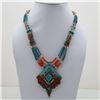 Image 1 : Tibet Hand Made Natural Turquoise & Coral Necklace