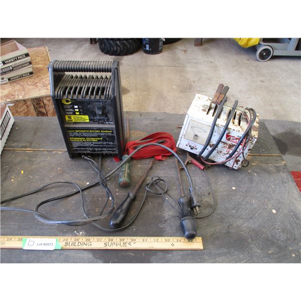 10 Amp Automatic Battery Charger (Missing One End), 6 Amp Battery Charger, Misc.