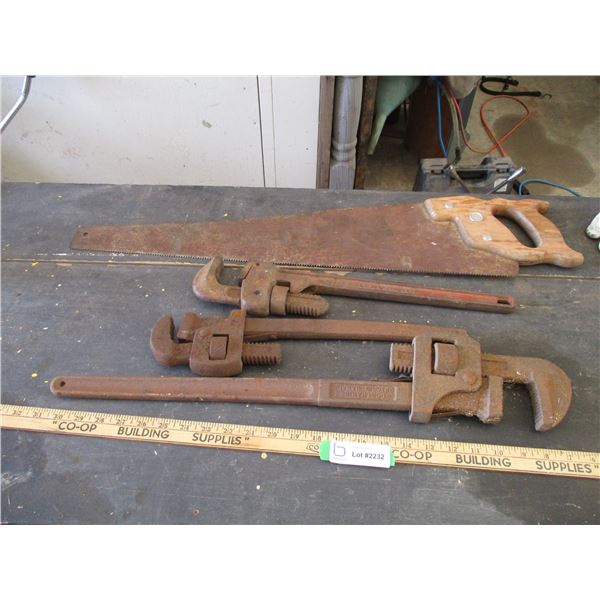 Handsaw with (3) Pipe Wrenches