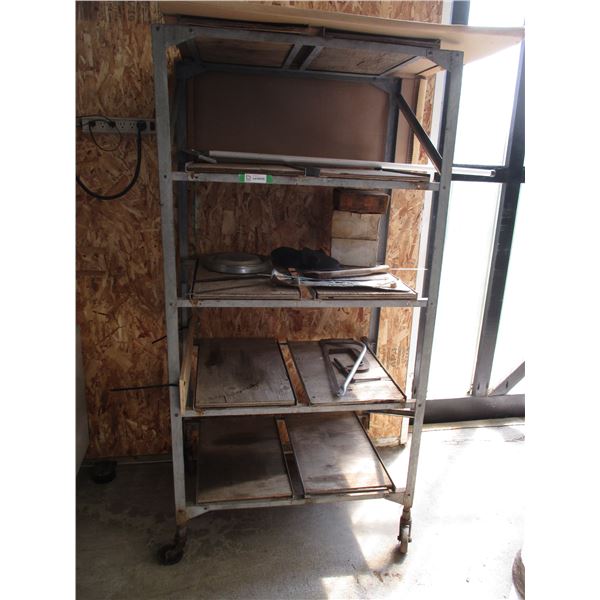 4 Shelf Unit with Contents on Wheels (36 x 25 x 73 )