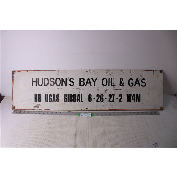 Hudson's Bay Oil and Gas Metal Lease Sign - 38  x 10 