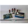 Image 1 : Vintage Riley's Coffee Tin (2) Vintage Ceramic Soldiers - (3) Metal Harclay Figurines (Made in USA) 