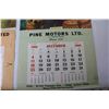 Image 2 : (2) Vintage Calendars - Pine Motors LTD -1960 - 1963