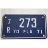 Image 2 : Low Number Motorcycle License Plate Florida 1970-71