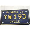 Image 2 : 2X Bid Price 1974 Mich Motorcycle Plate Consecutive Numbers