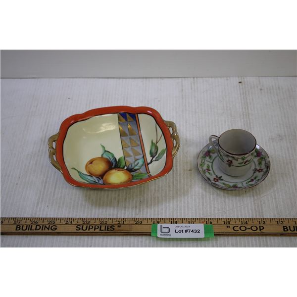 Noritaki Bowl + Tea Cup and Saucer (Has Chip)