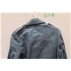 Image 7 : Men's Blue Leather Jacket - Size Medium