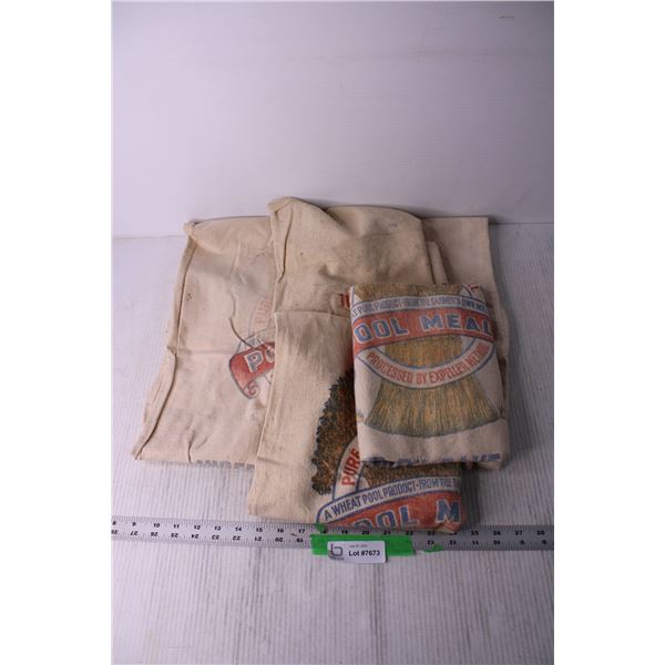 (3) Canvas Wheat Pool Bags