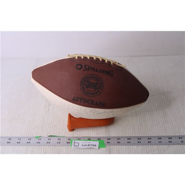 1982 Saskatchewan Roughriders Signed Football with Stand