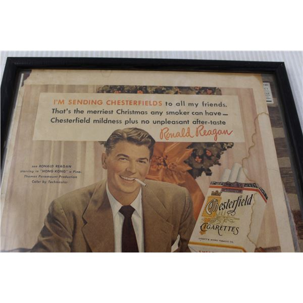 ronald reagan chesterfield cigarette poster Framed Ronald Reagan Chesterfield Cigarette Advertisement (12 ronald reagan chesterfield cigarette poster Framed Ronald Reagan Chesterfield Cigarette Advertisement (12