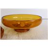 Image 2 : Amber Bowl, Amber Honeycomb Flower Holder, (4) Glass Dishes