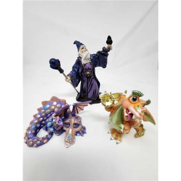 Franklin Mint Swarovski Crystal Mood Dragons and Wizard