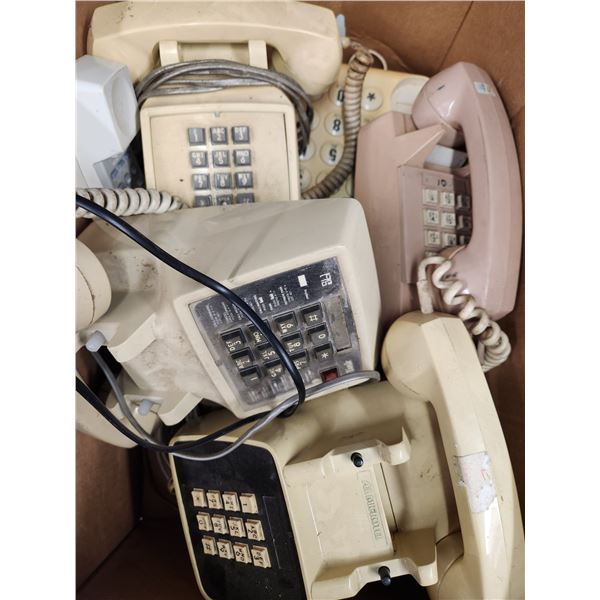 Box of vintage phones