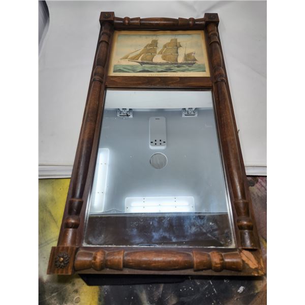 Antique Mirror with Boat Picture