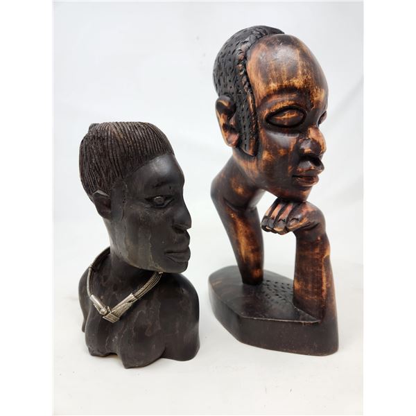 2 African Wooden Busts