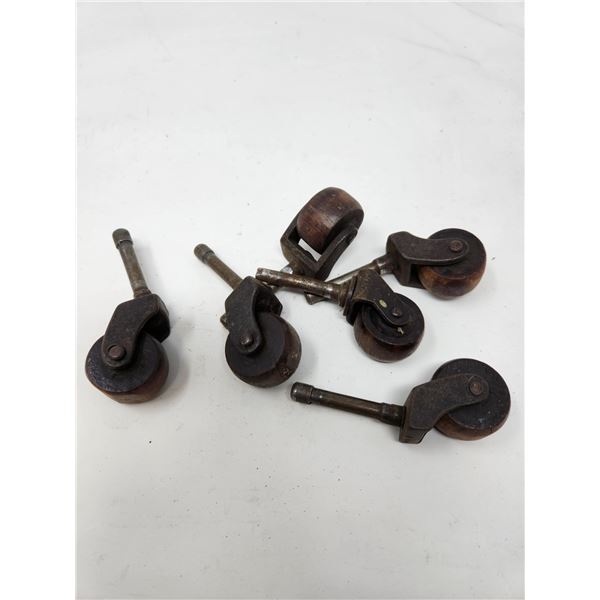 6 Antique Wooden Casters