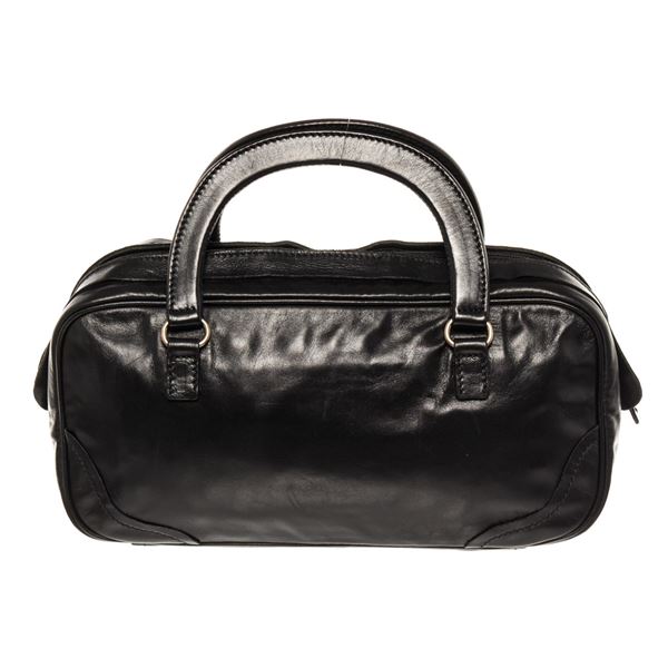 Prada Black Vitello Daino Leather Mini Satchel Bag