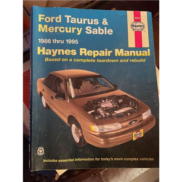 Repair Manual Haynes 36074 Ford Taurus and Mercury Sable 1986 thru 95