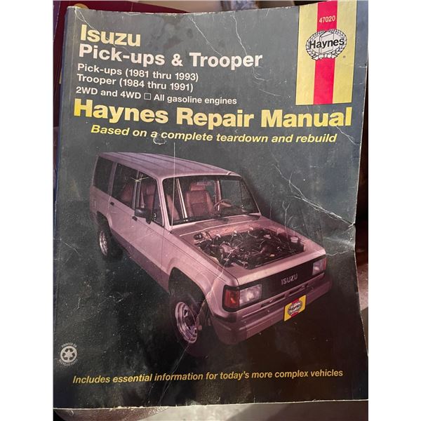 Haynes Auto Repair Manual # 47020 Isuzu Pick ups 81-93 & Trooper 84-91