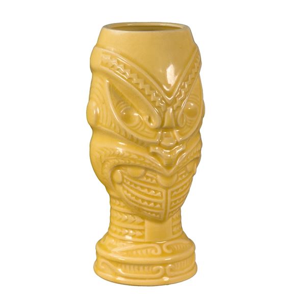 ORCHIDS OF HAWAII YELLOW MAORI WARRIOR TIKI MUG.