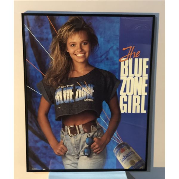 Framed Pamela Anderson "The Blue Zone Girl" Labatt's advertisement