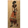 Image 2 : Set of 2 African Batik "Maasai family - mother & children" modern framed wall hangings (approx 15" W