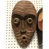 Image 2 : Group of 2 West African hand-carved tribal wooden masks - approx 16" long