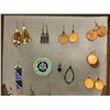 Image 2 : Group of assorted African jewelry on framed jewelry & earring organizer - approx 24" x 18 1/2"