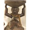 Image 2 : African Luba " female caryatid" carved wood stool (approx 18 1/2" tall) w/ basket filled with assort