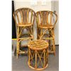 Image 1 : Group of 3 - African barstool set - includes 2 vintage rattan barstools (approx 46" height x 15" len