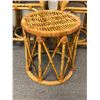 Image 2 : Group of 3 - African barstool set - includes 2 vintage rattan barstools (approx 46" height x 15" len