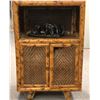 Image 2 : Group of 3 - includes vintage bamboo end wicker nightstand (approx 22" x 13" x 33") / African elepha