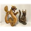 Image 1 : Group of 2 dragon decorative art sculptures - approx 13" height & 16" height